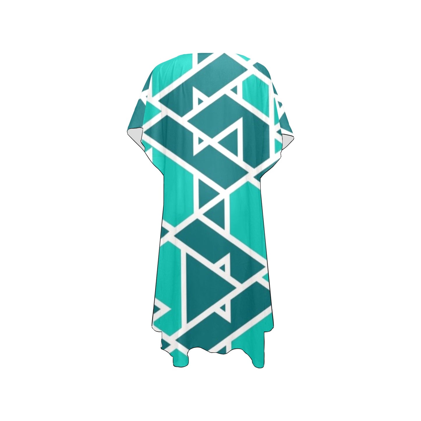 Teal Geometric Chiffon Cover Ups