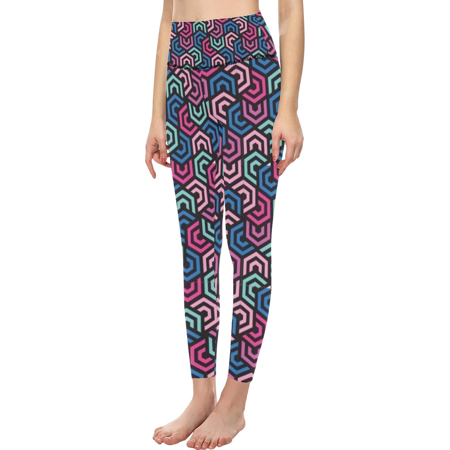 Colorful Polygon High-Waisted Leggings