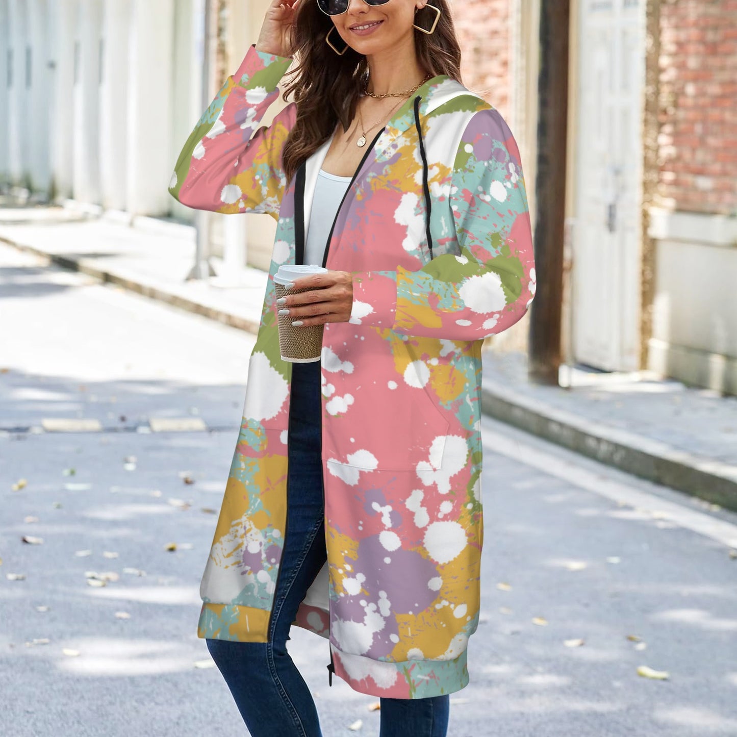 Color Splash Women's Long Hooded Coat