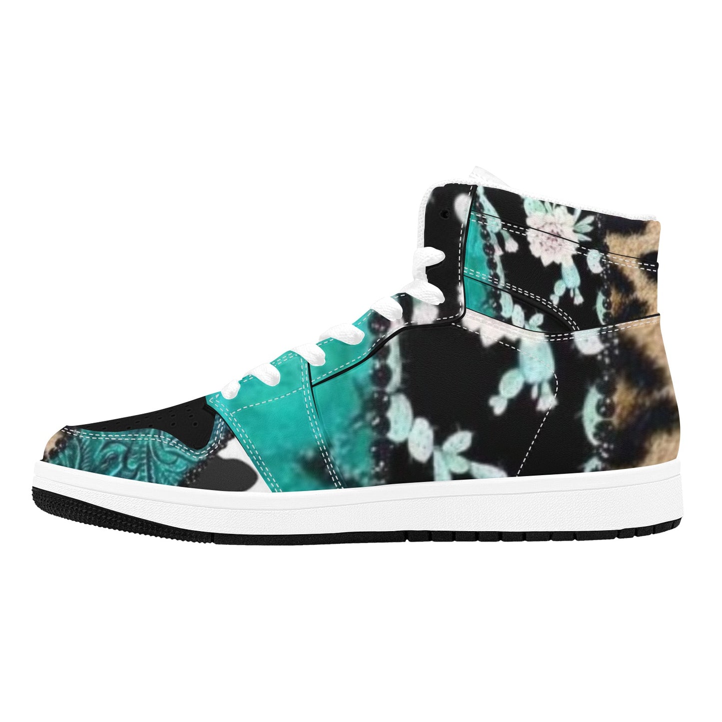 Teal Print Women's High Top Sneakers