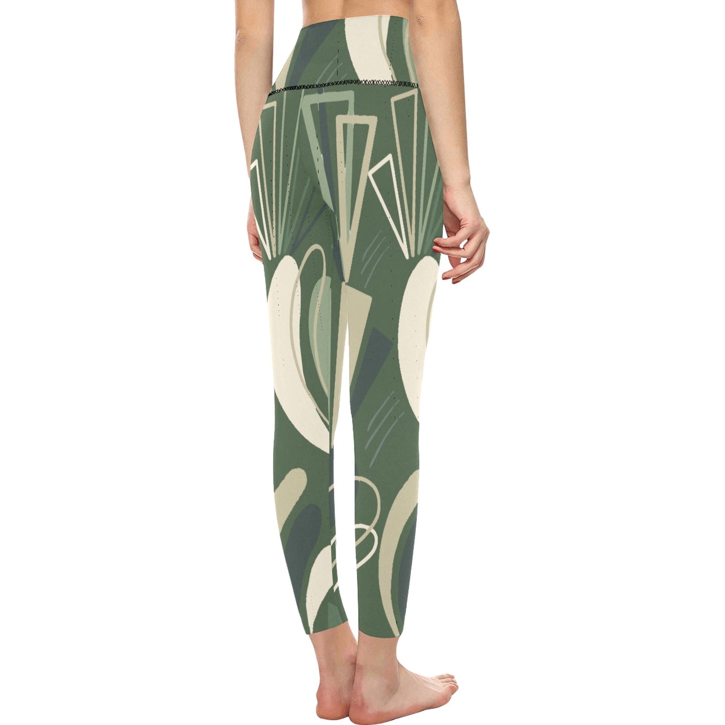 Green Angles High-Waisted Leggings