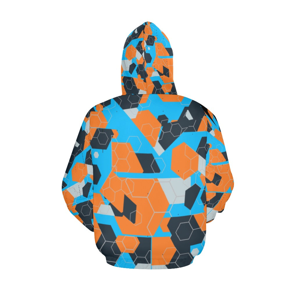 Blue and Orange Geometric- Harlem Hoodie for Men