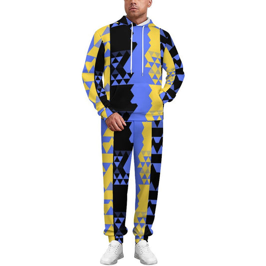 Blue Yellow Adult Hoodie Set