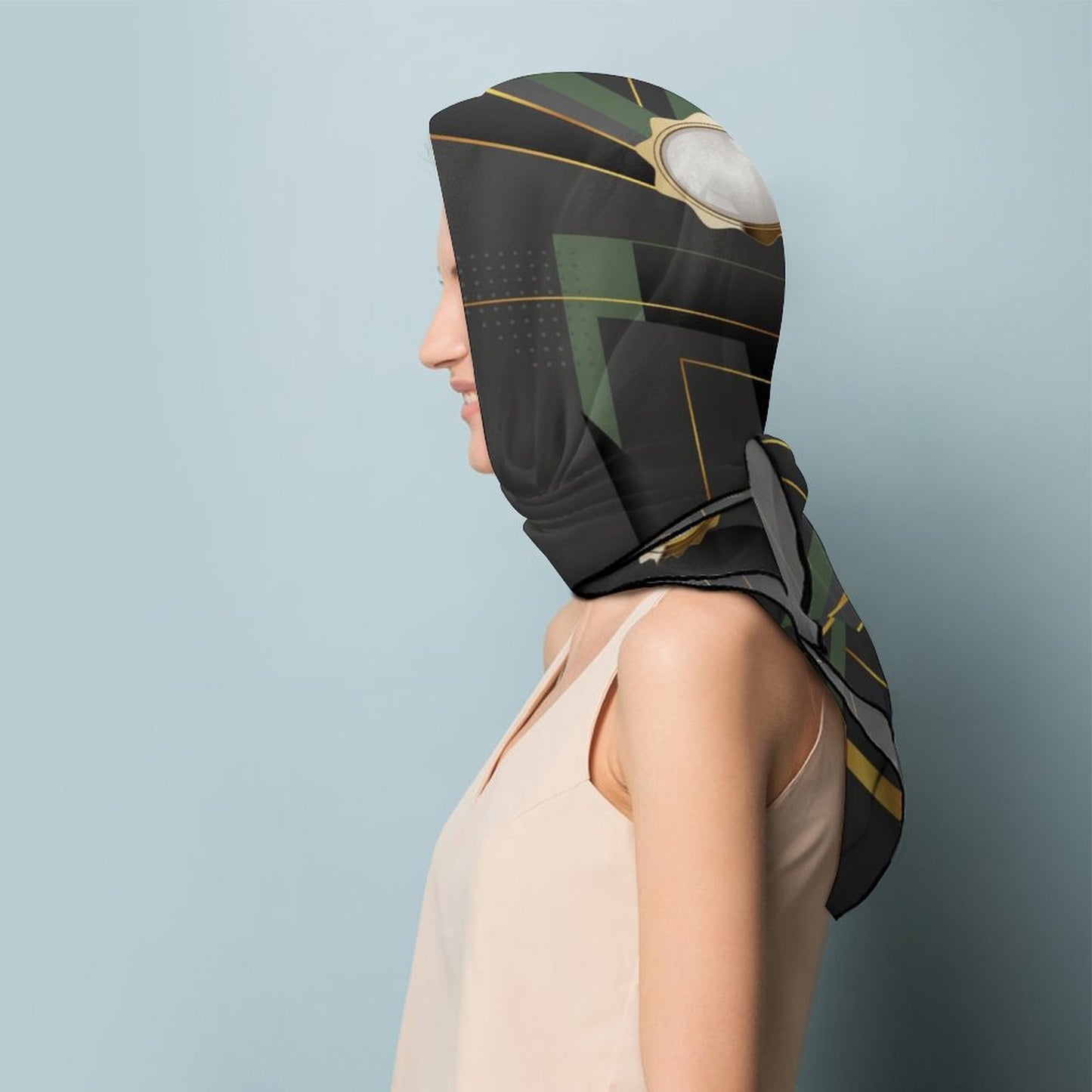 Green Abstract Silk Scarf