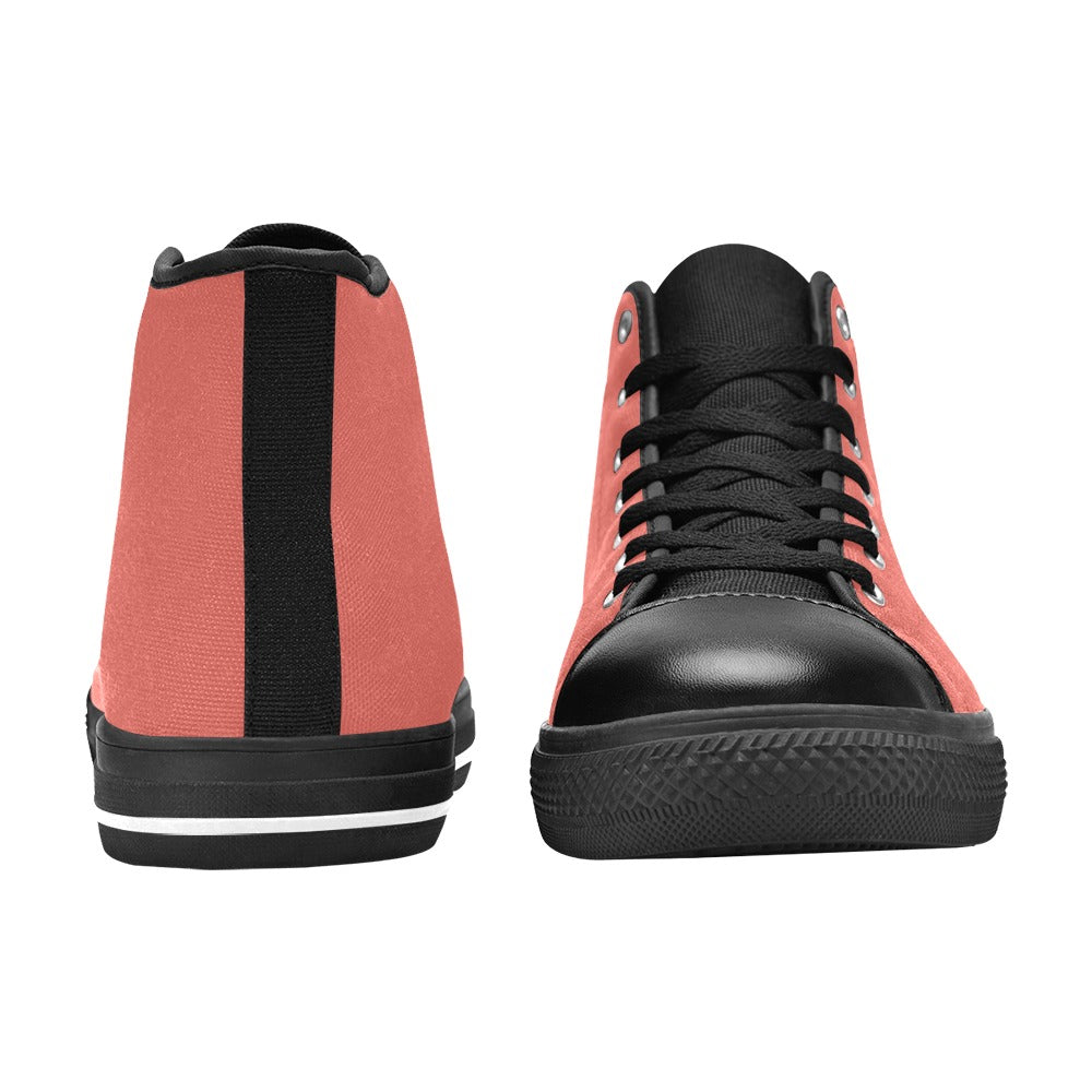 Salmon Men's High Top Canvas Shoes