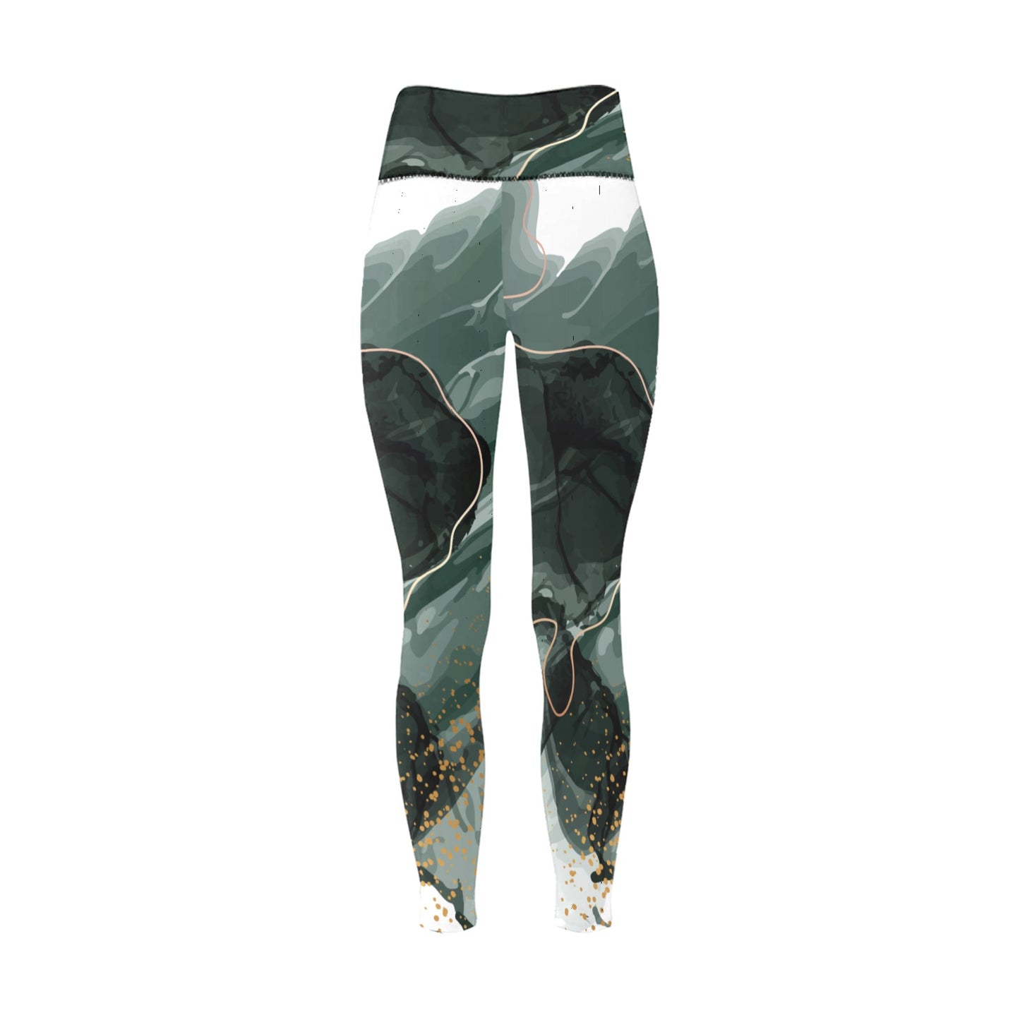 Green Marble High-Waisted Leggings