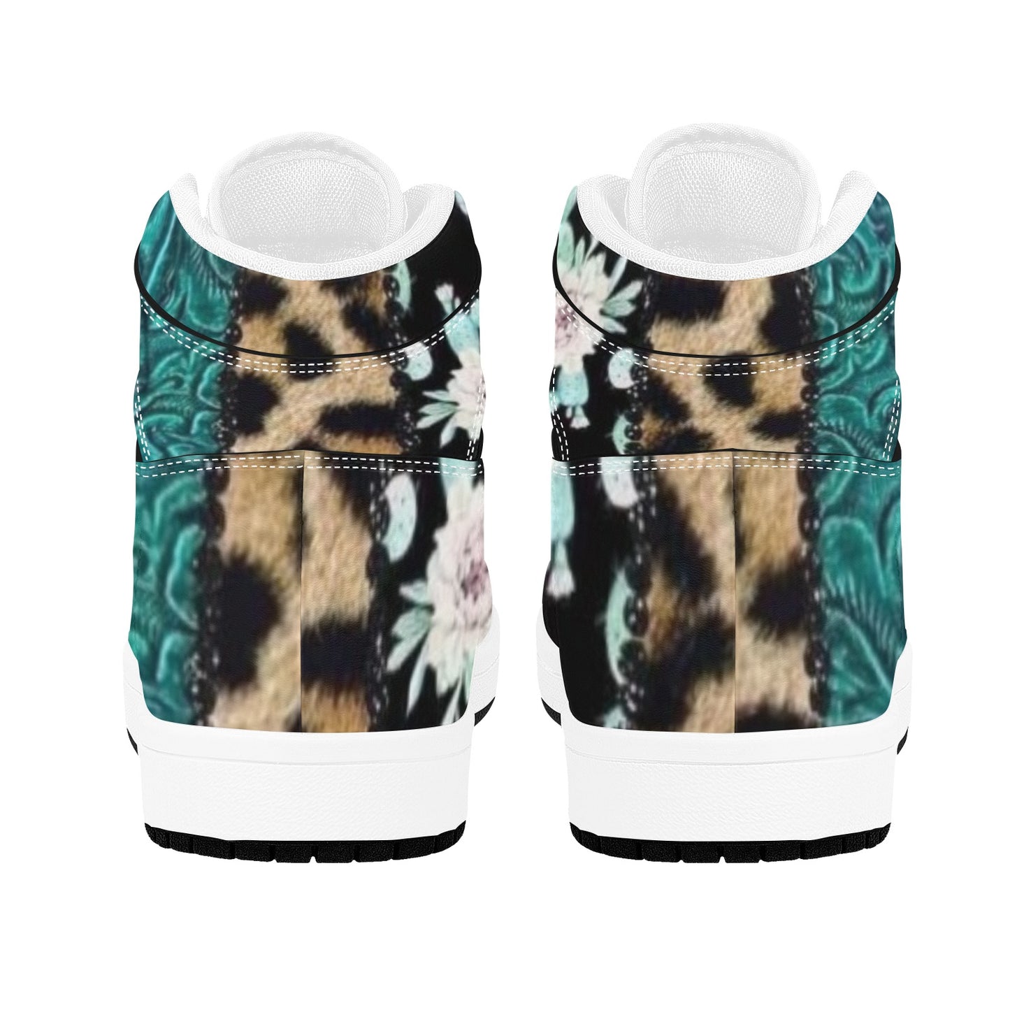 Teal Print Women's High Top Sneakers