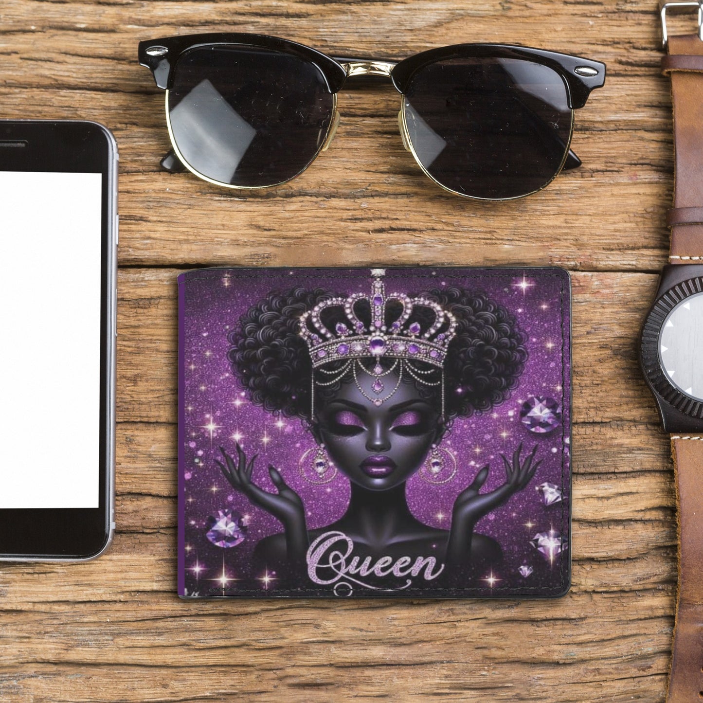 Purple Queen Diva Bifold Wallet with Multi Slots