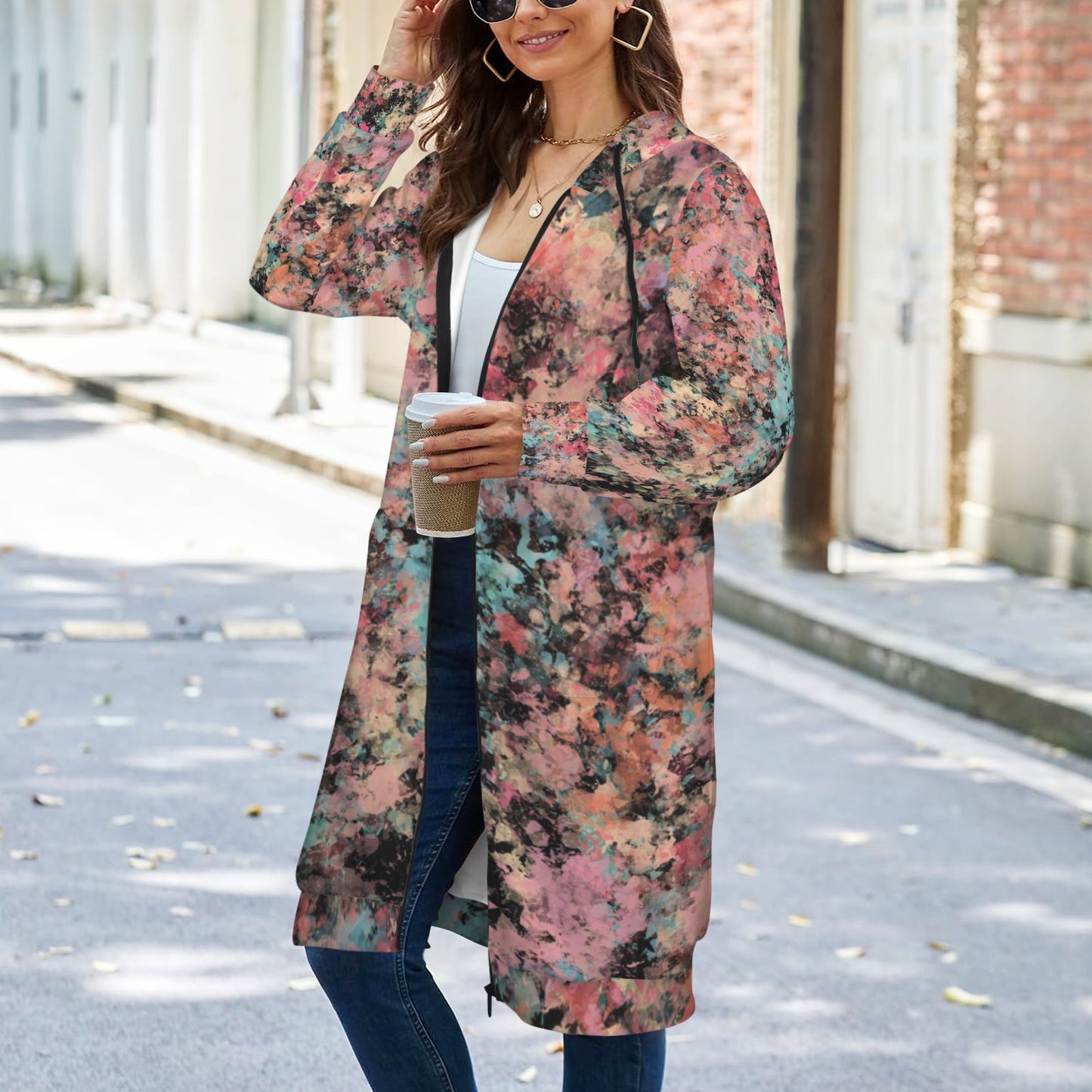 Peach Granite Women's Long Hooded Coat