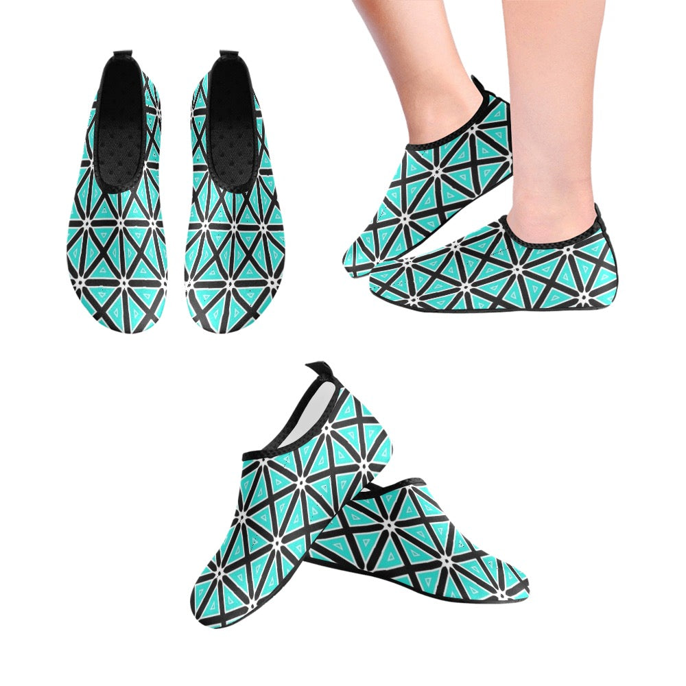 Teal Boxes Kids' Slip-On Water Shoes