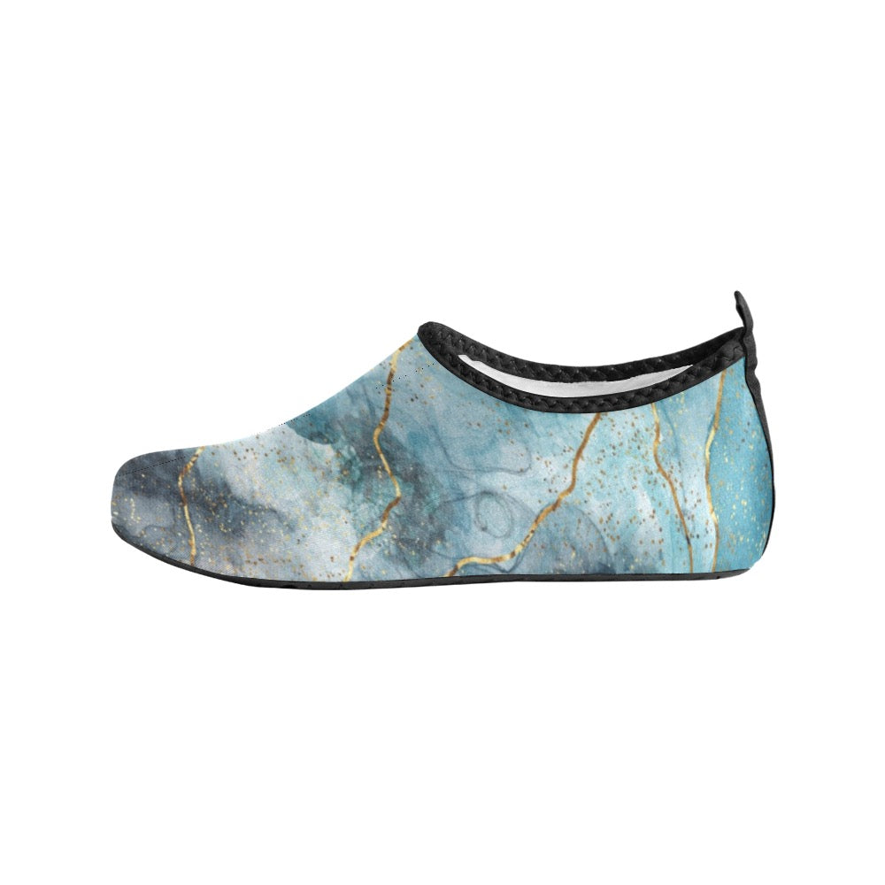 Teal Marble Kids' Slip-On Water Shoes