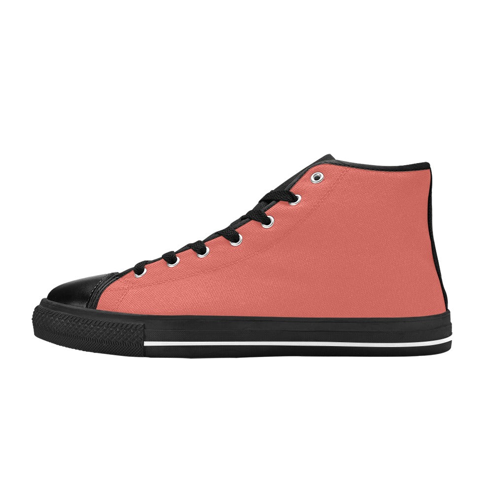 Salmon Men's High Top Canvas Shoes