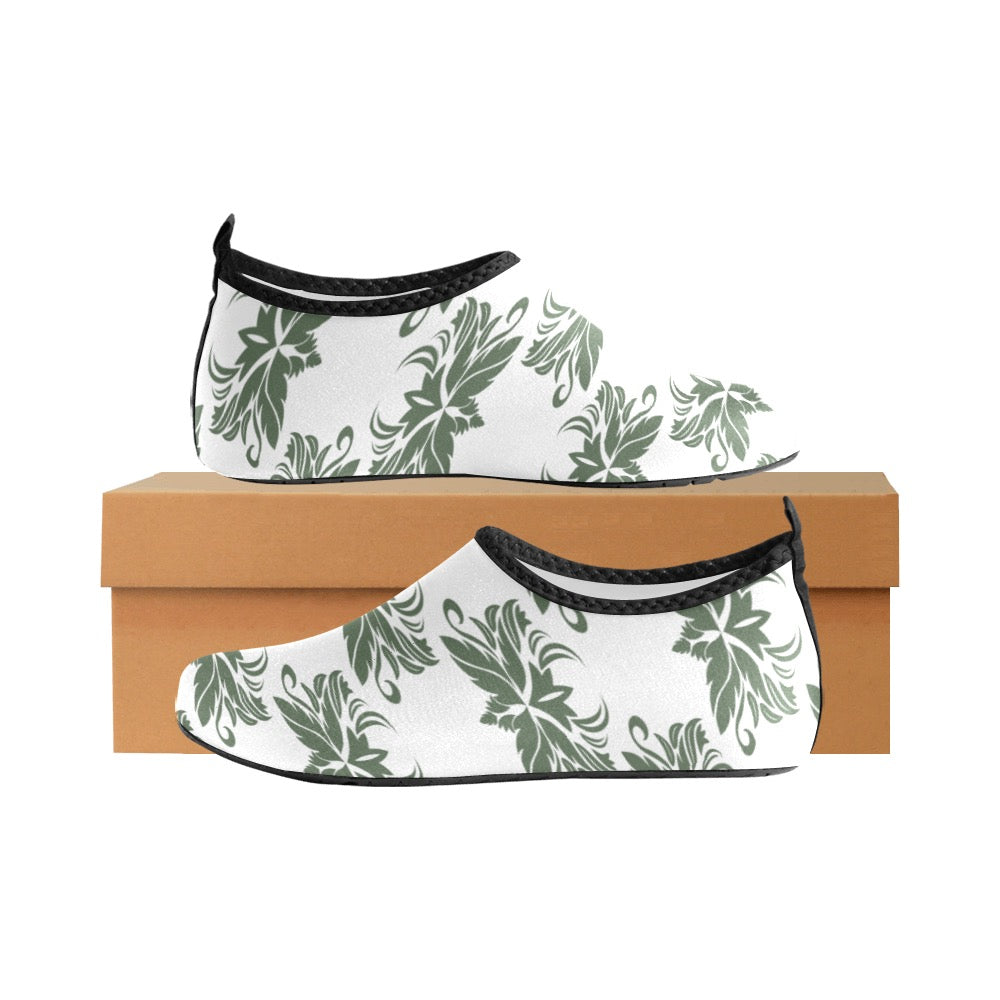 White and Green Kids' Slip-On Water Shoes