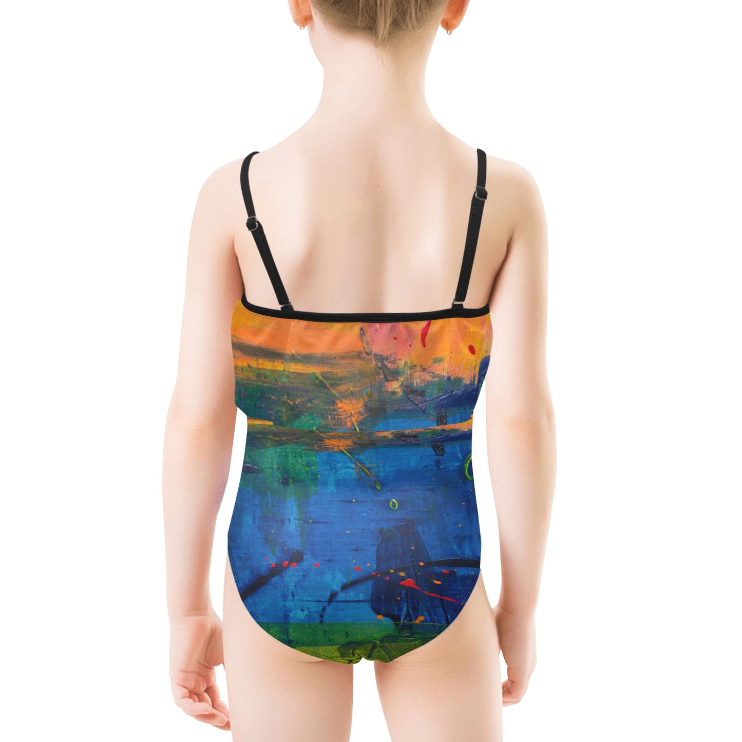 Blue Canvas Kids' Spaghetti Strap Ruffle Swimsuit