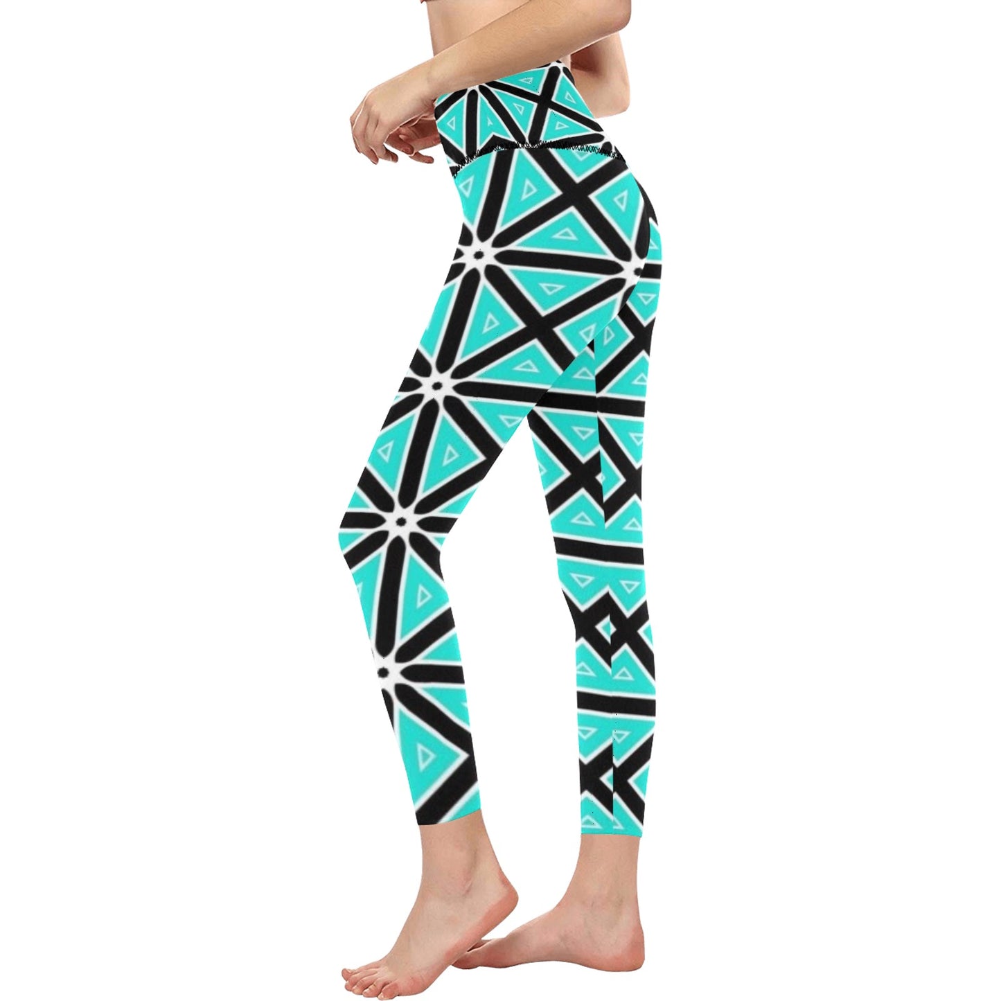 Teal Boxes High-Waisted Leggings