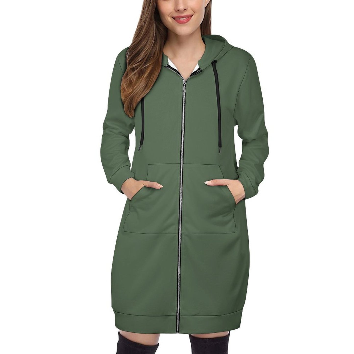 Green Women’s Hooded Sweatshirt Dress