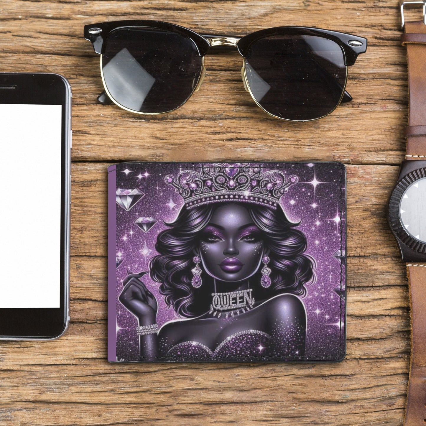 Purple Queen Bifold Wallet with Multi Slots