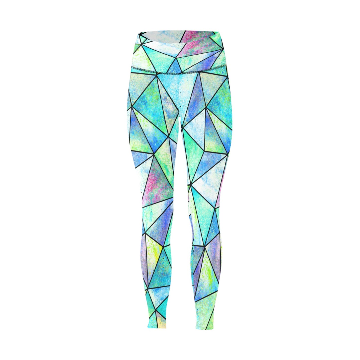 Teal Stain Glass High-Waisted Leggings