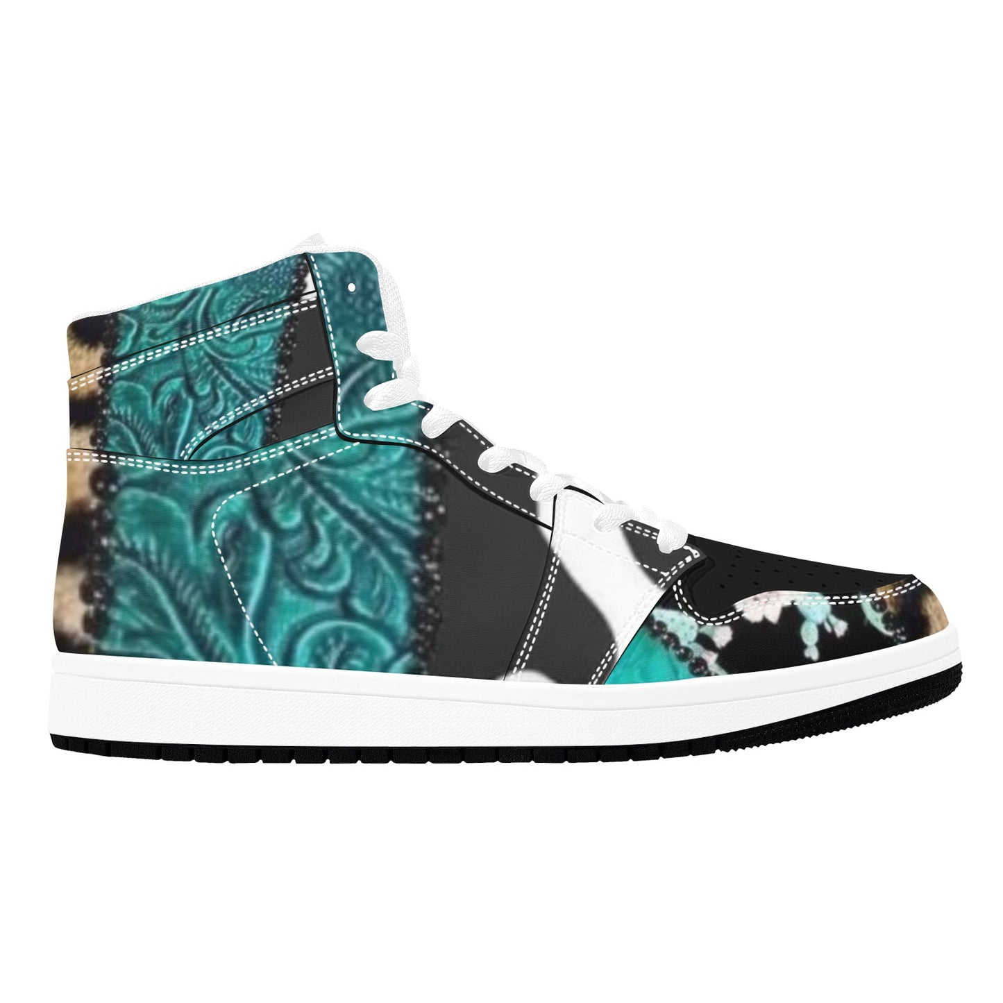Teal Print Women's High Top Sneakers