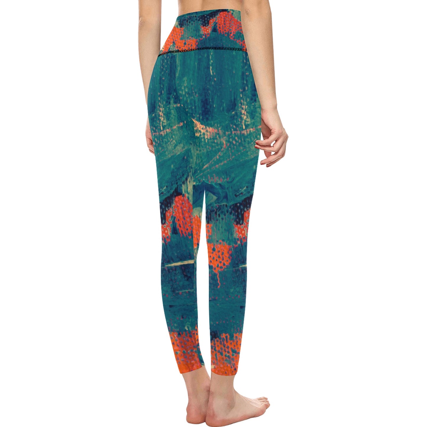 Fire Greenish High-Waisted Leggings