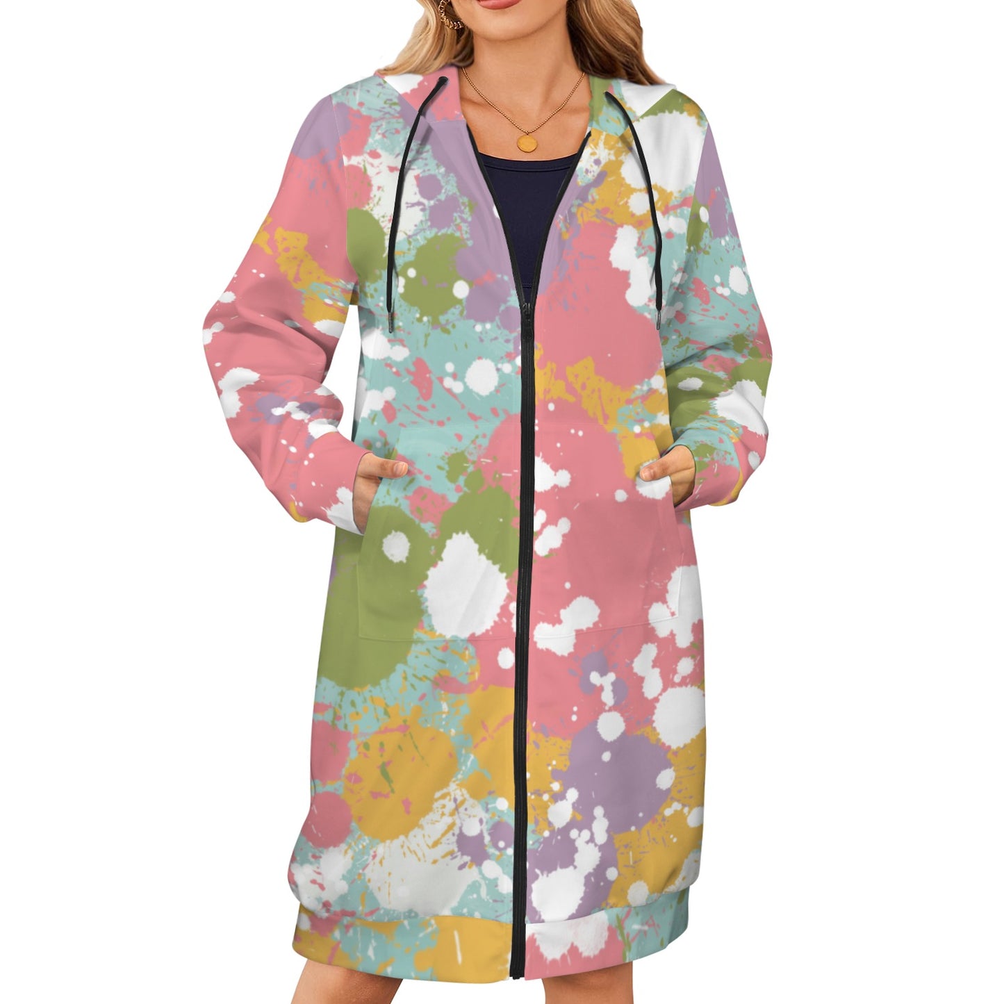Color Splash Women's Long Hooded Coat