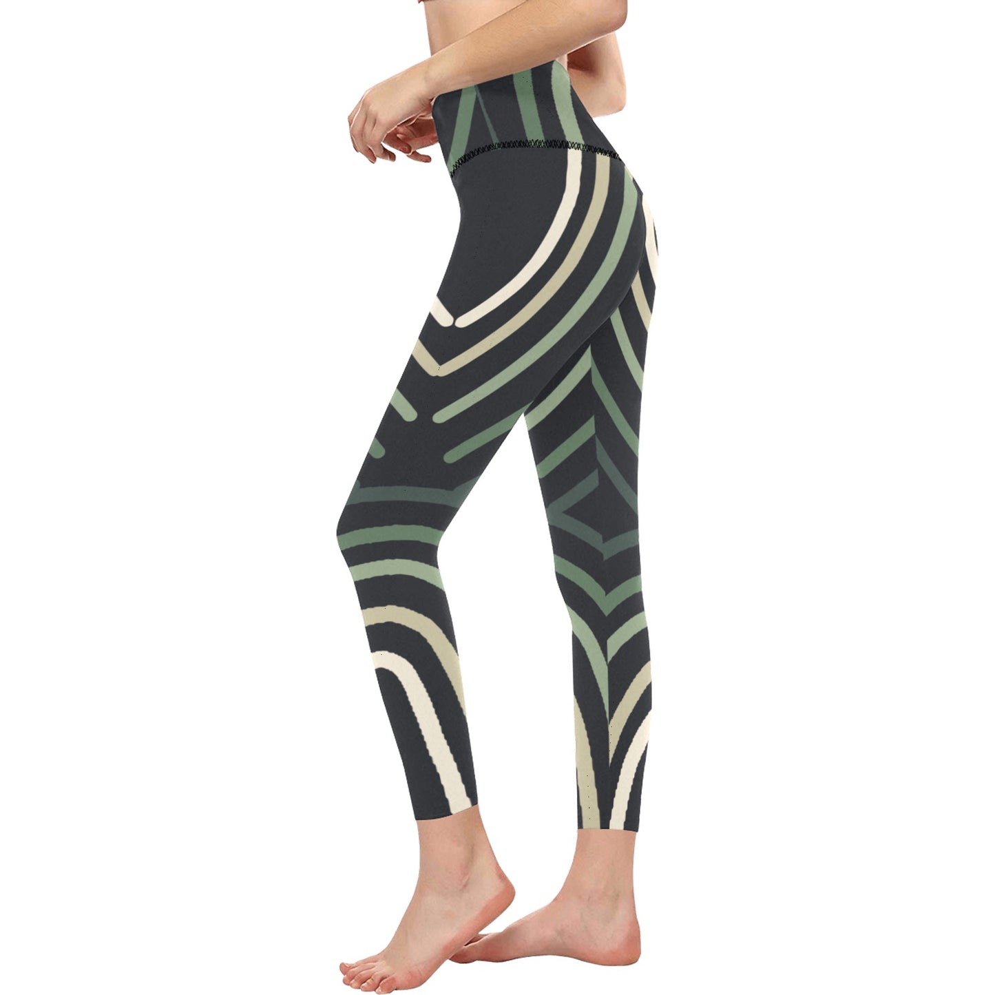 Green Lines High-Waisted Leggings