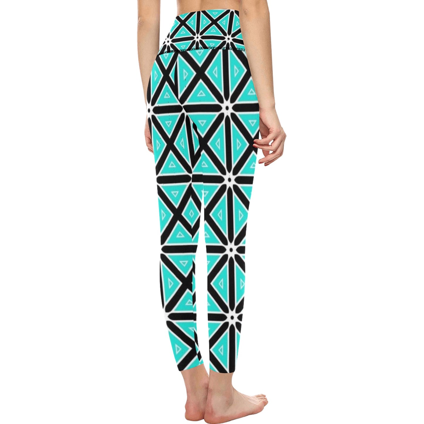 Teal Boxes High-Waisted Leggings