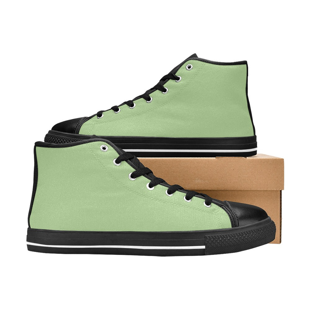Mint Green Men's High Top Canvas Shoes