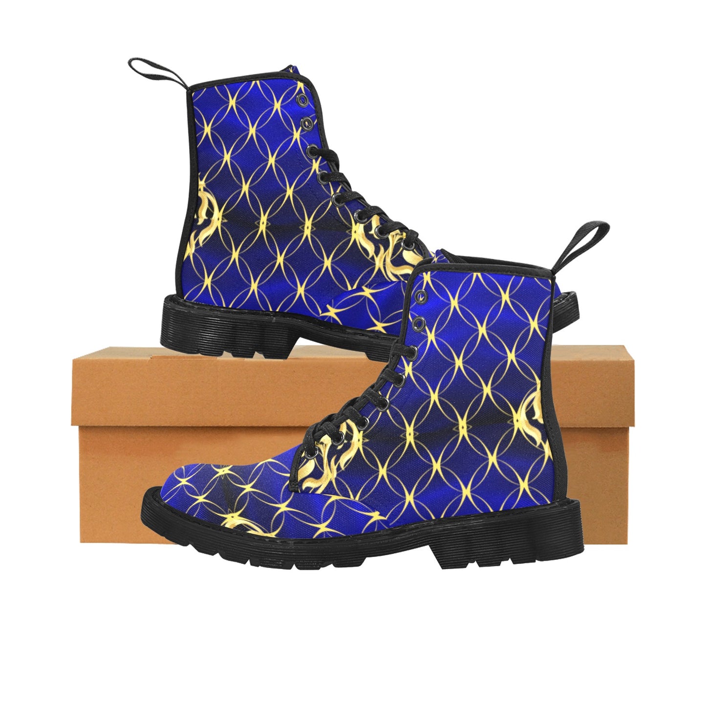 Royal Blue Fashion Custom Canvas Boots for Men