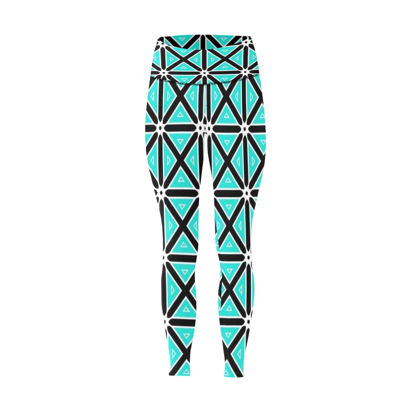 Teal Boxes High-Waisted Leggings