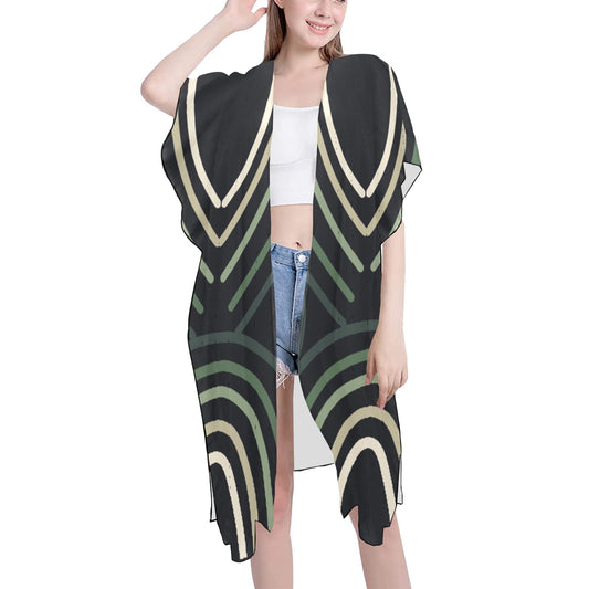 Green Lines Chiffon Cover Ups