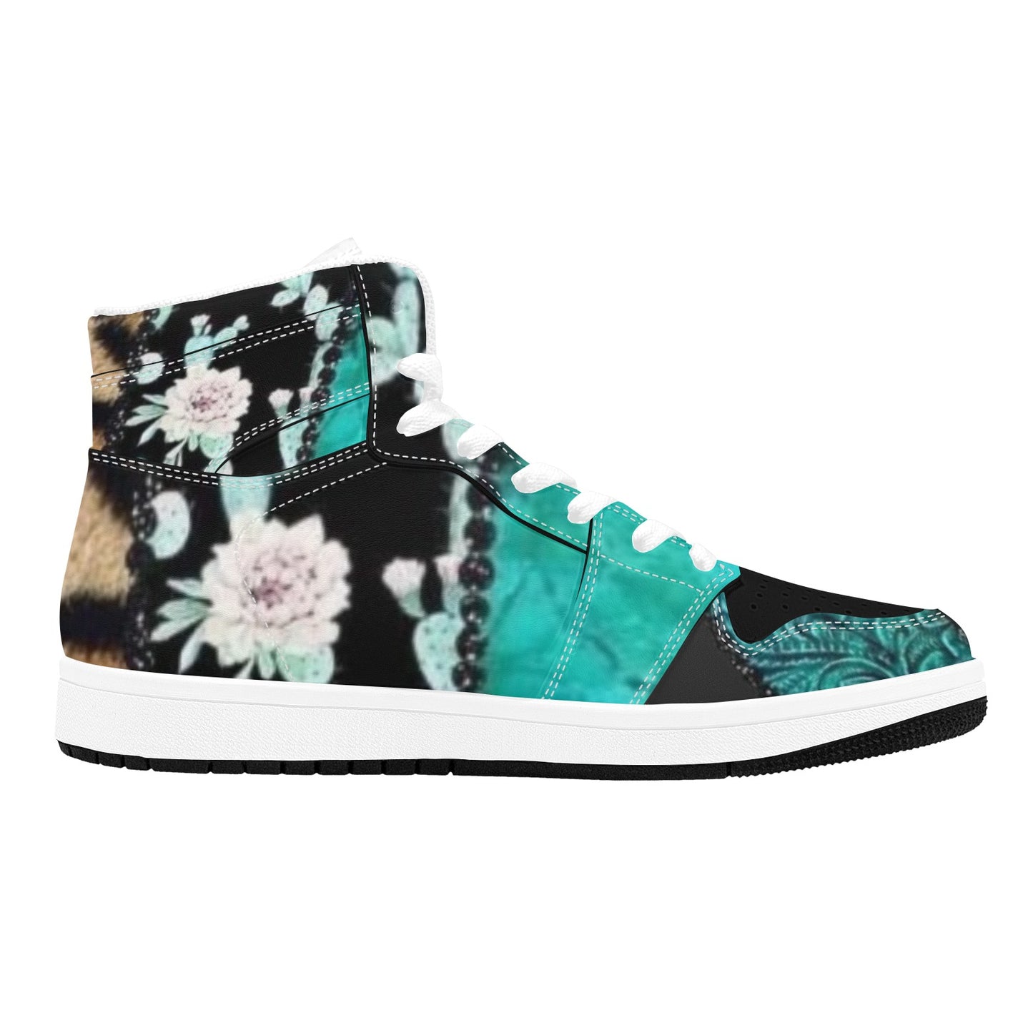 Teal Print Women's High Top Sneakers