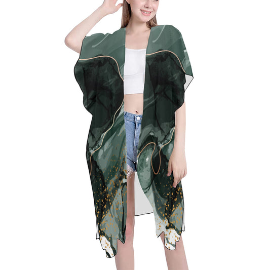 Green Marble Chiffon Cover Ups