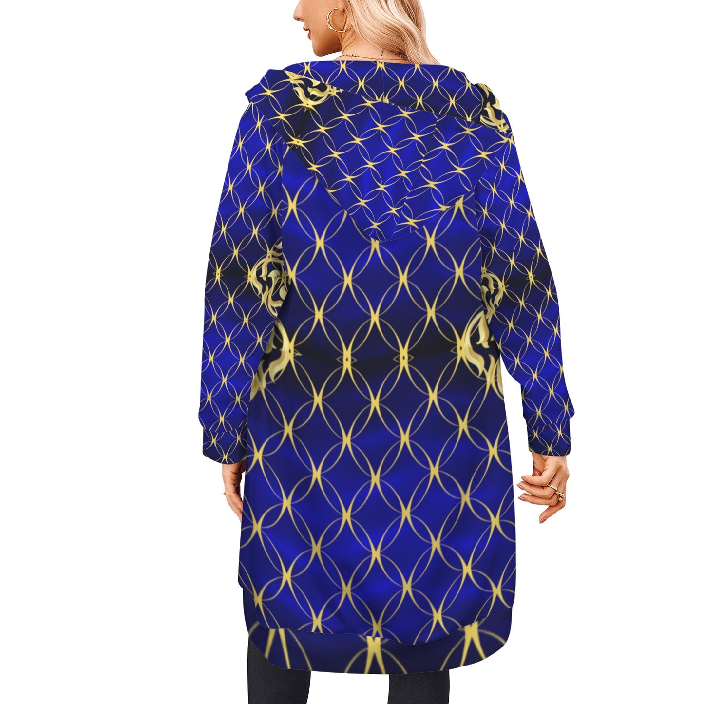 Royal Blue Fashion Women's Long Hooded Coat