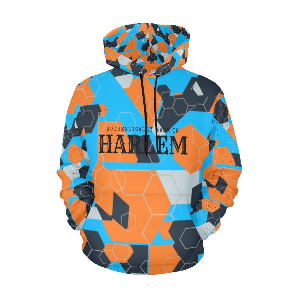 Blue and Orange Geometric- Harlem Hoodie for Men