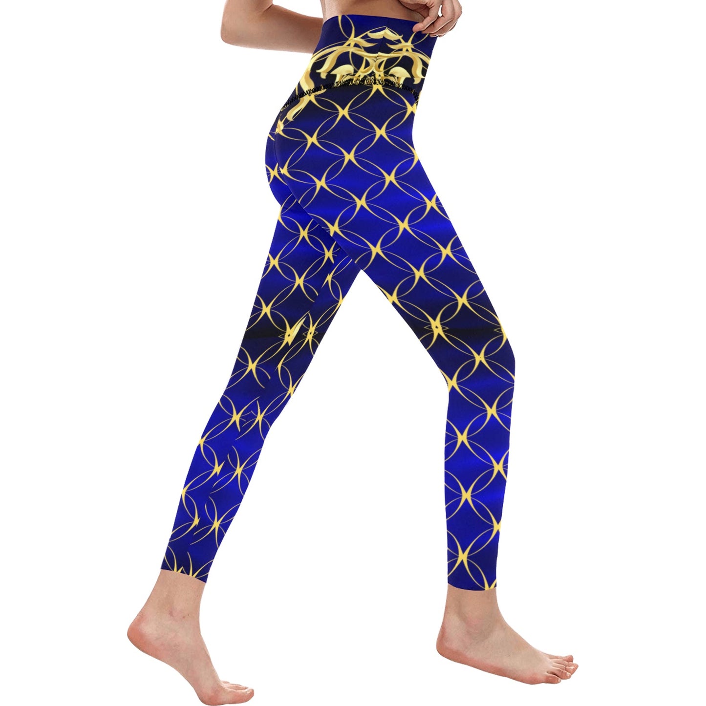 Royal Blue Fashion High-Waisted Leggings