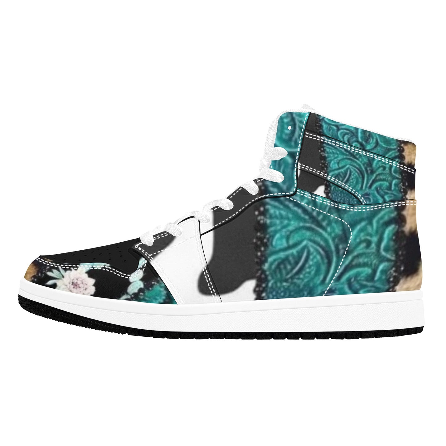 Teal Print Women's High Top Sneakers