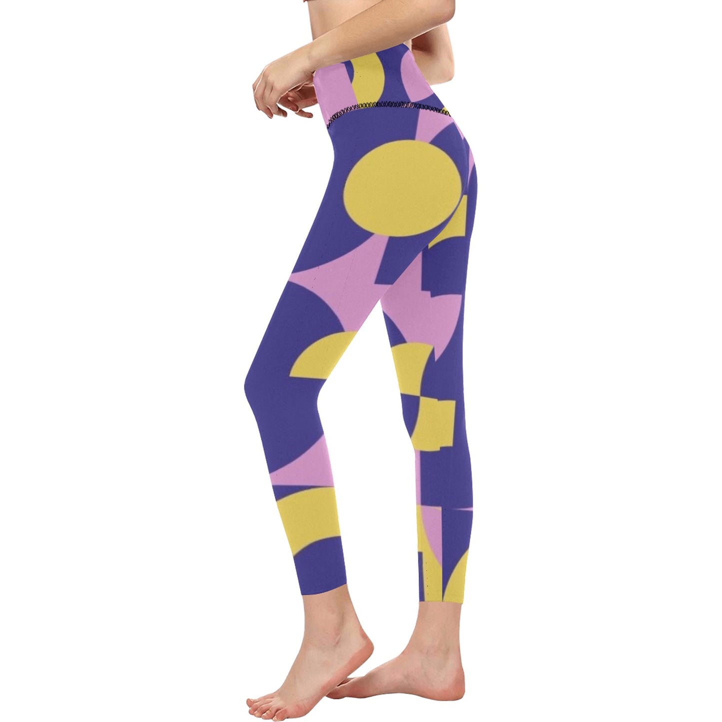 Purple-ish Geometric High-Waisted Leggings