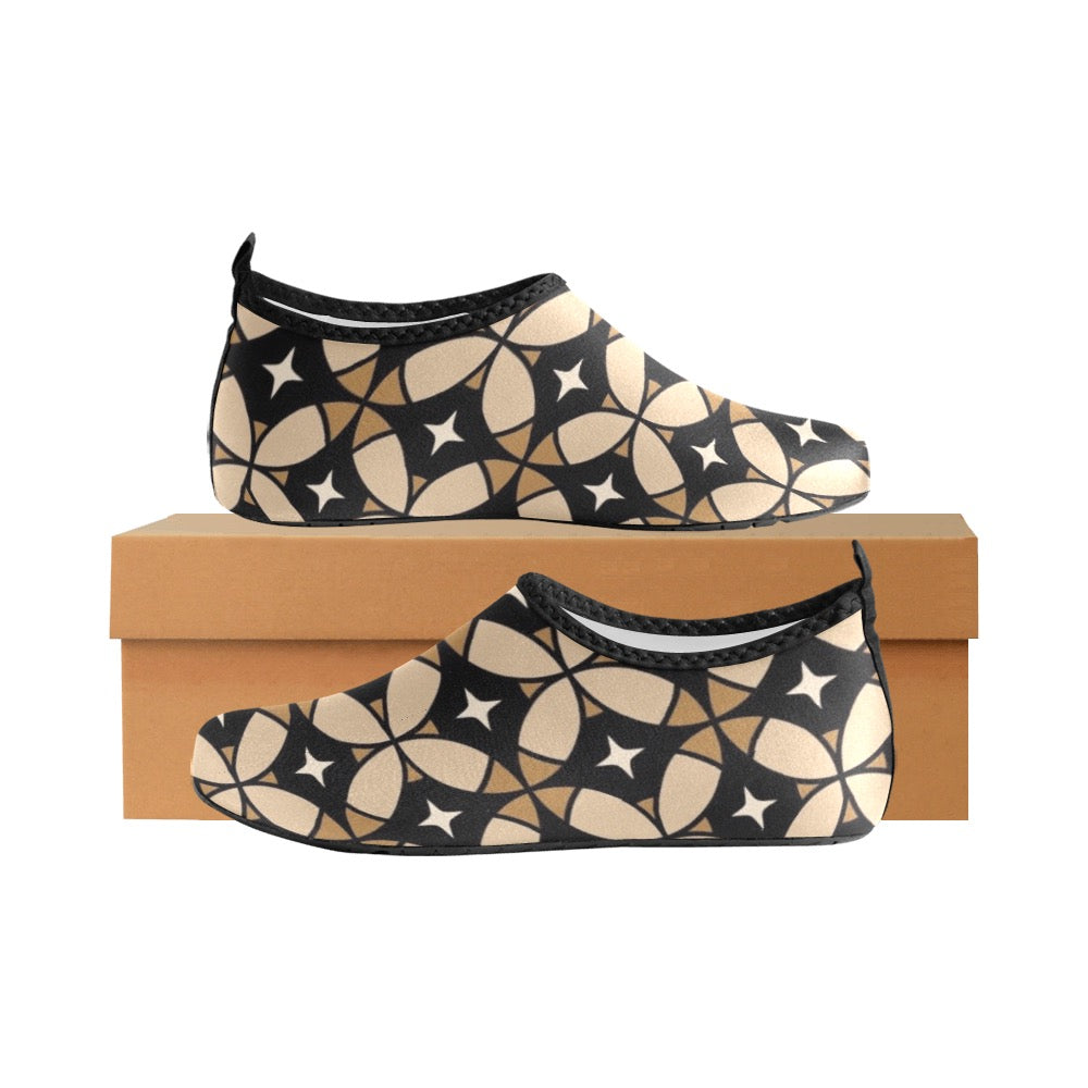 Black & Brown Geometric Kids' Slip-On Water Shoes