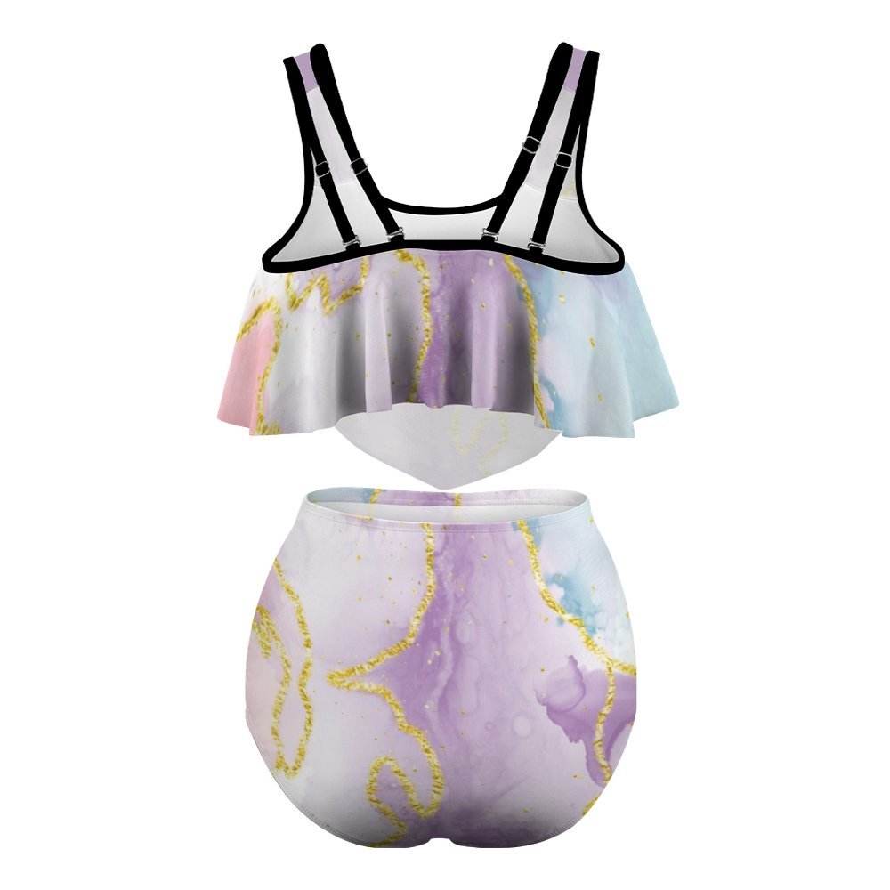 Pastel Marble Two-piece Swimsuit- Plus Size