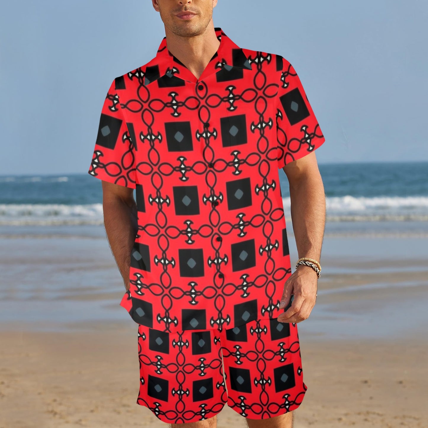 Red Fashion Men's Shirt Outfit