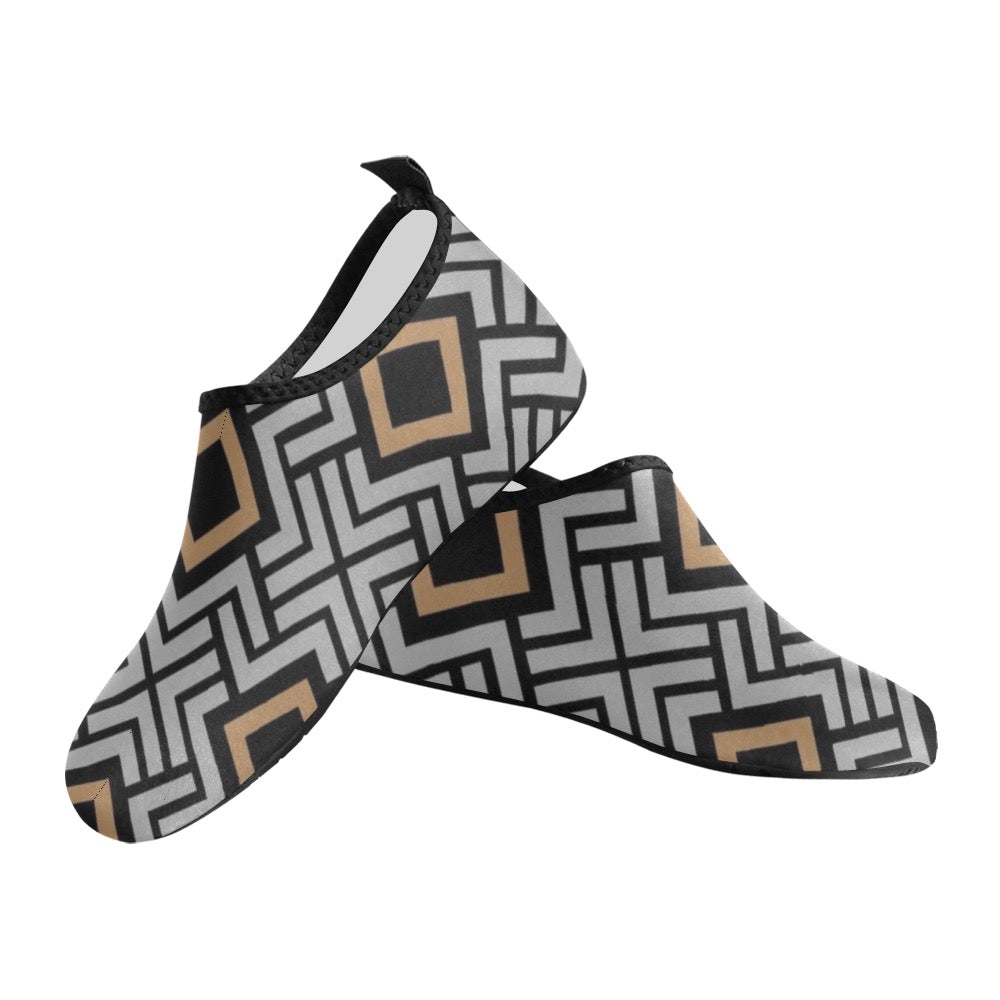 Gold and Black Lines Kids' Slip-On Water Shoes