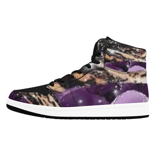 Purple Print Women's High Top Sneakers