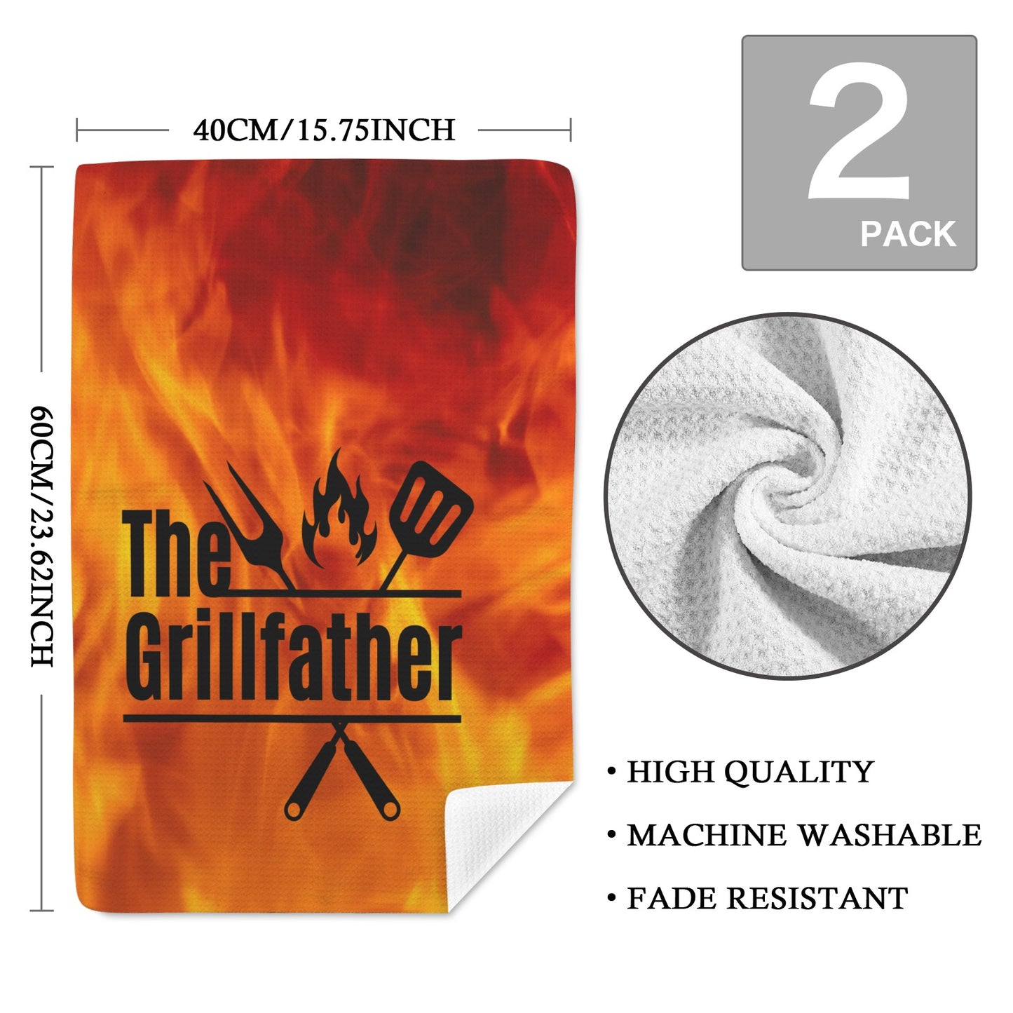 The Grill Father Kitchen Towel 40x60cm (One Side&2-Pack)