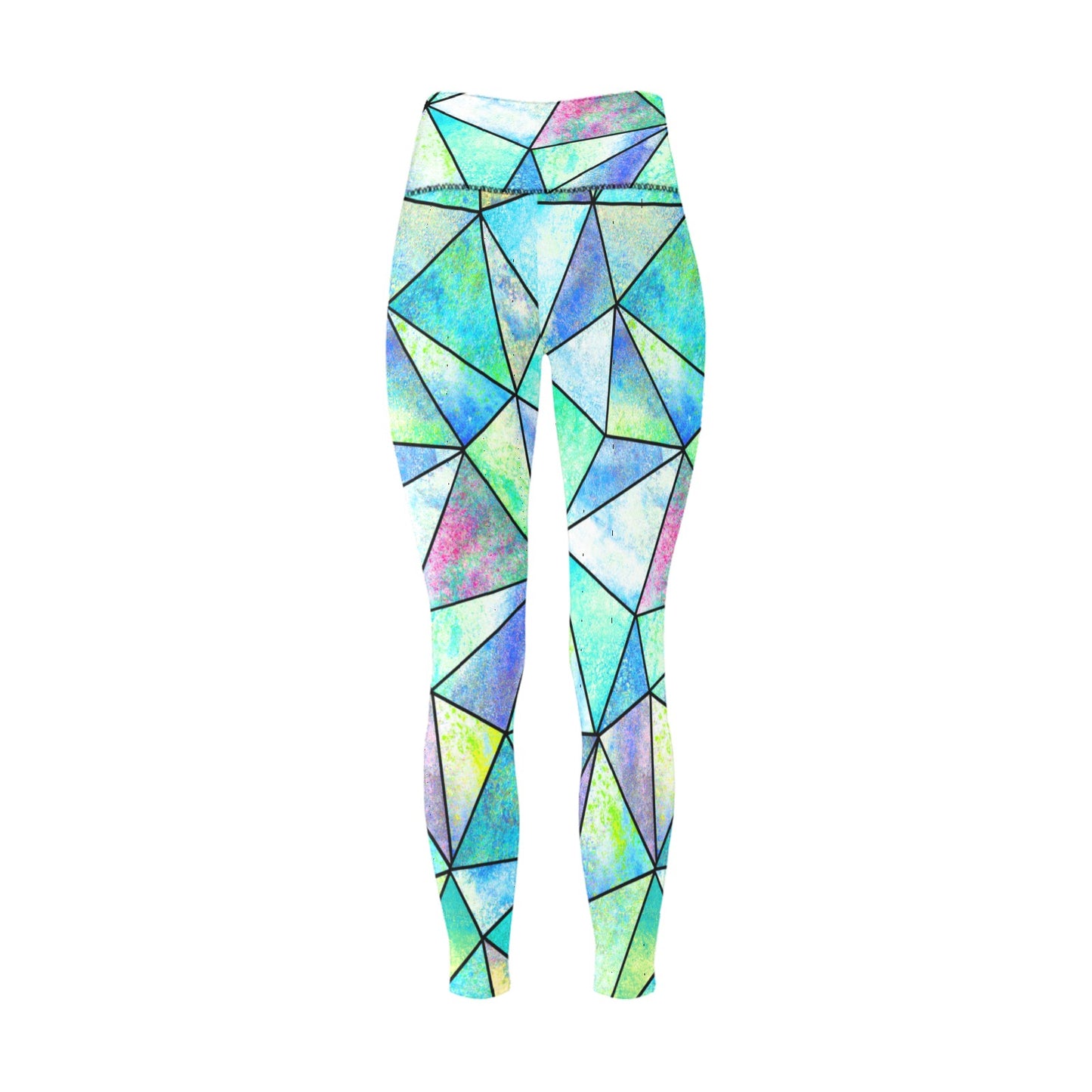 Teal Stain Glass High-Waisted Leggings