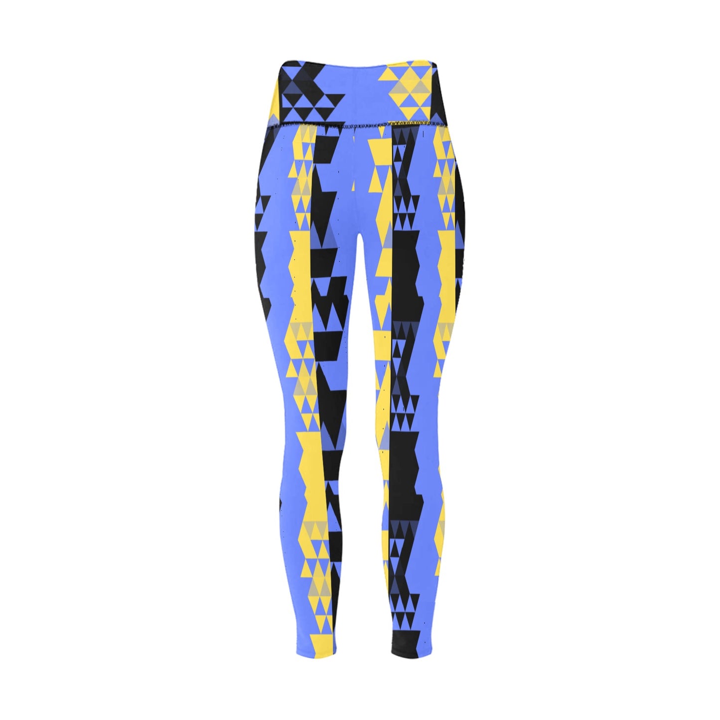 Blue Yellow High-Waisted Leggings