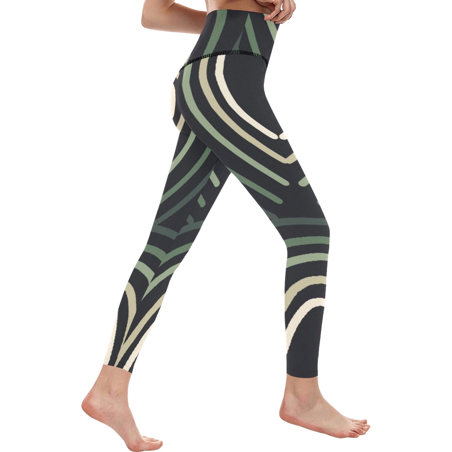 Green Lines High-Waisted Leggings