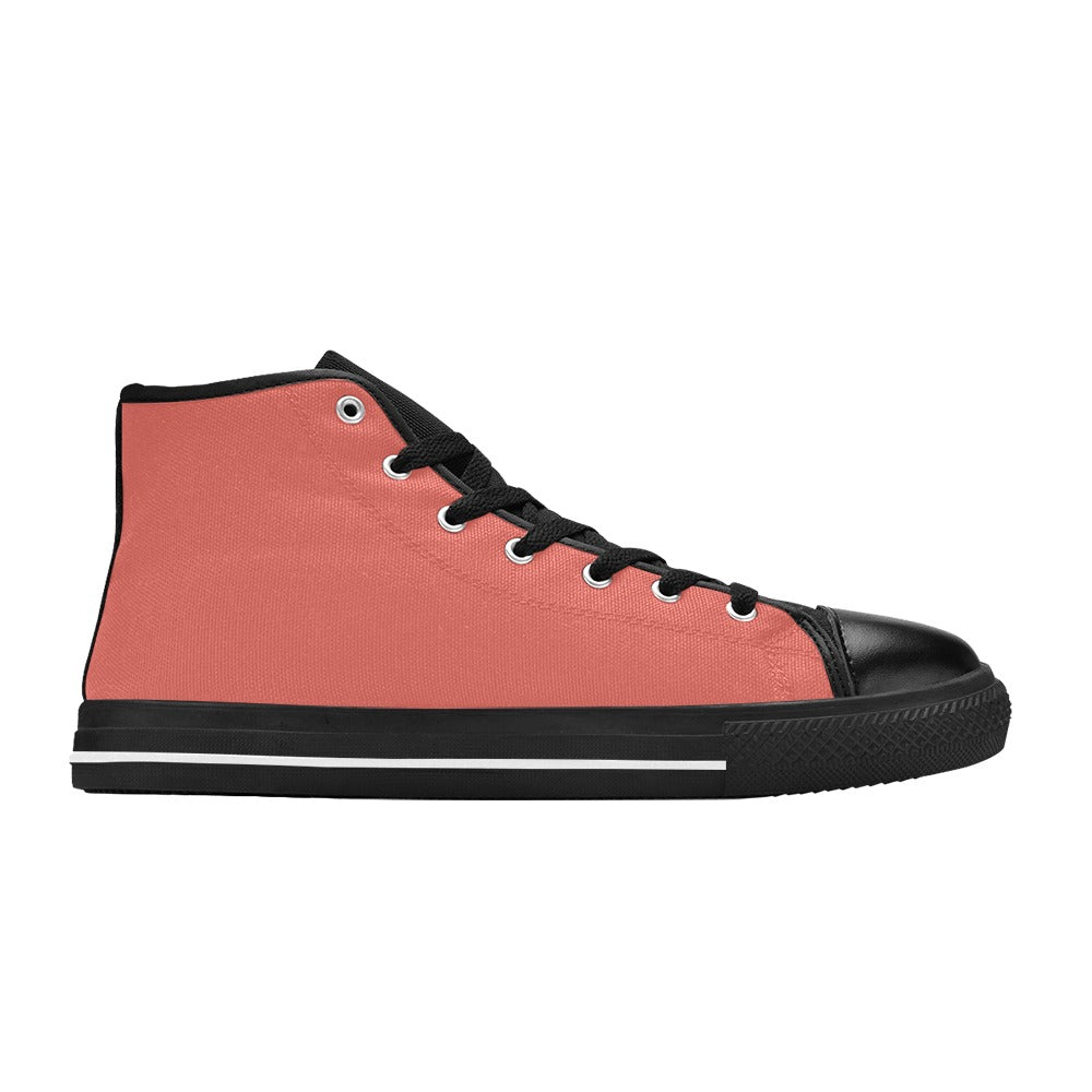 Salmon Men's High Top Canvas Shoes