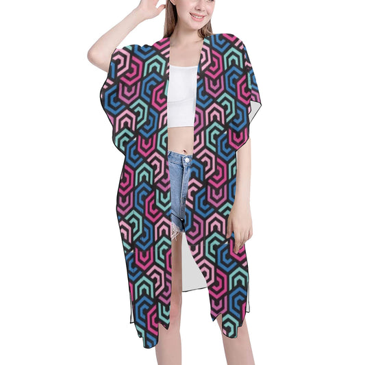 Colorful Polygon Chiffon Cover Ups