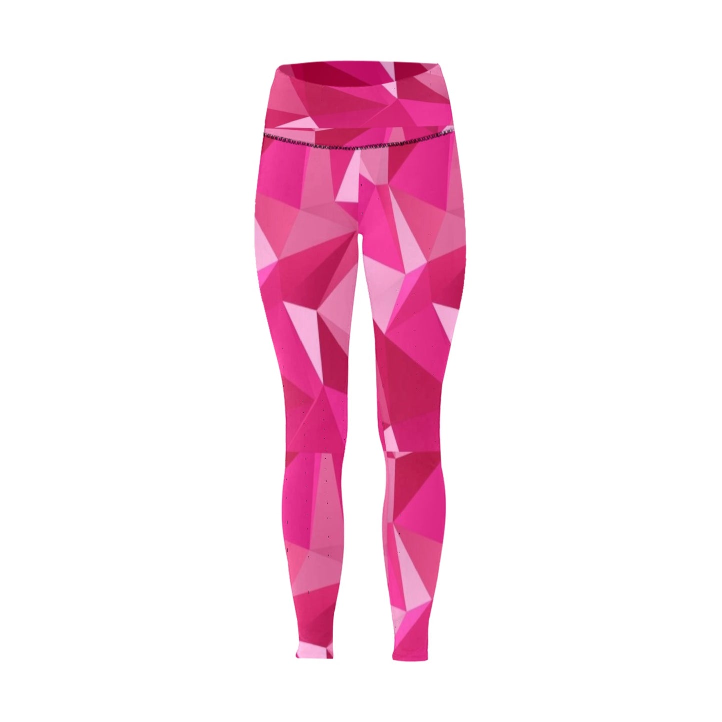 Pink Geometric High-Waisted Leggings